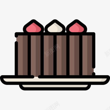 蛋糕面包房51线性颜色图标图标