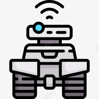 机器人未来技术13线颜色图标图标