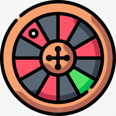 轮盘赌31号赌场线性颜色图标图标