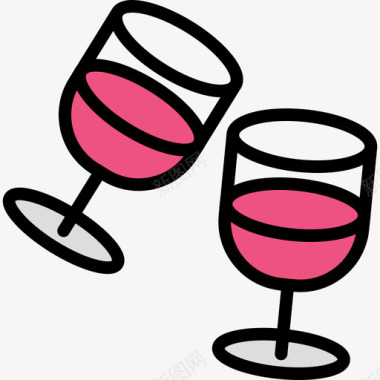 葡萄酒食物87线性颜色图标图标