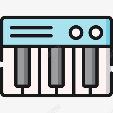 钢琴派对和庆典11线性颜色图标图标