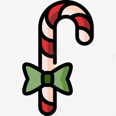 糖果棒圣诞78线性颜色图标图标