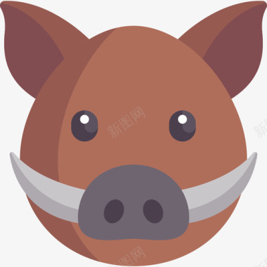 野猪动物和自然扁平图标图标