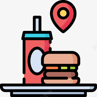 快餐旅游应用程序12线性颜色图标图标