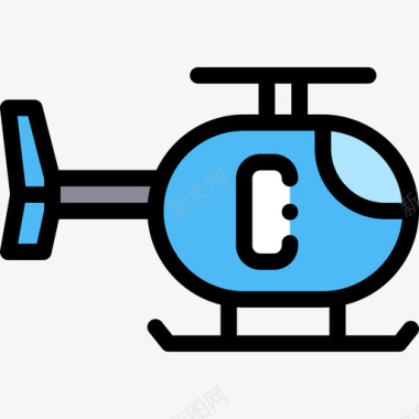 直升机公共交通7线性颜色图标图标
