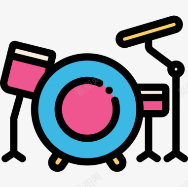 鼓组音乐商店17线性颜色图标图标