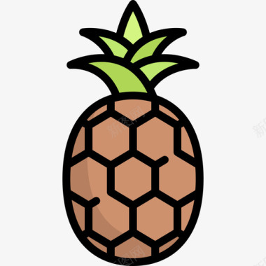 菠萝夏季8号线形颜色图标图标