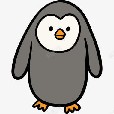企鹅冬季9彩色图标图标