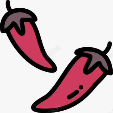 辣椒亚洲餐厅线性颜色图标图标