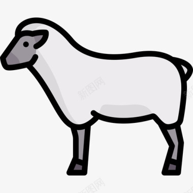 母羊动物与自然2线性颜色图标图标
