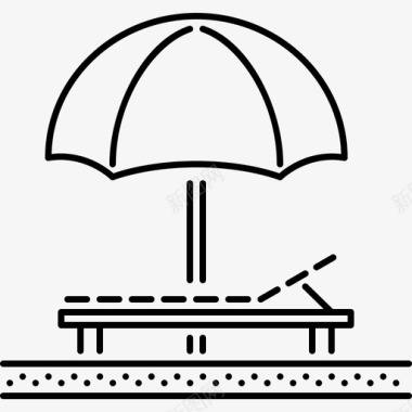 太阳伞旅行50直线图标图标