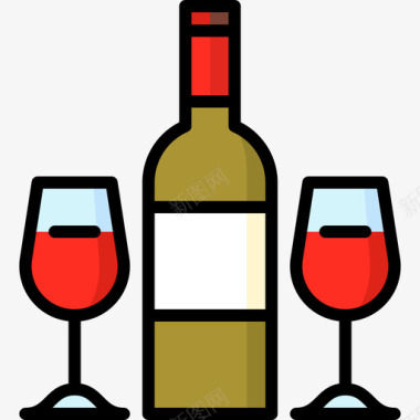 葡萄酒西班牙风味3线性颜色图标图标