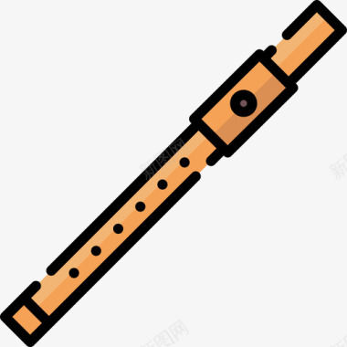 长笛乐器13线型颜色图标图标