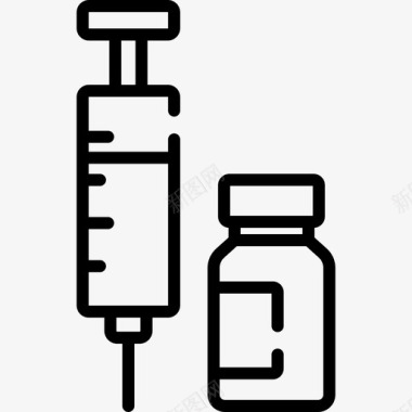 注射器药物10线性图标图标