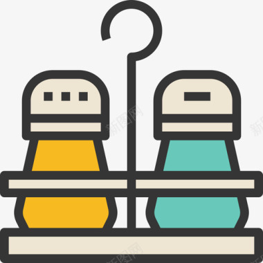盐和胡椒厨房烹饪线性颜色图标图标