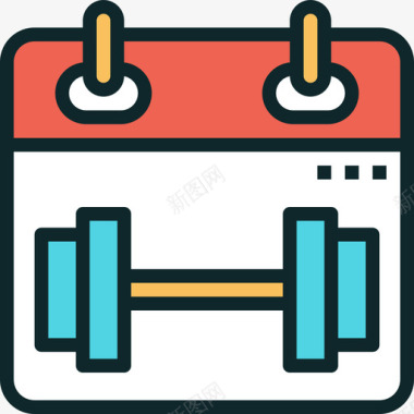 日历运动健身线条色彩图标图标