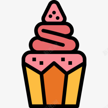 纸杯蛋糕18岁生日派对原色图标图标