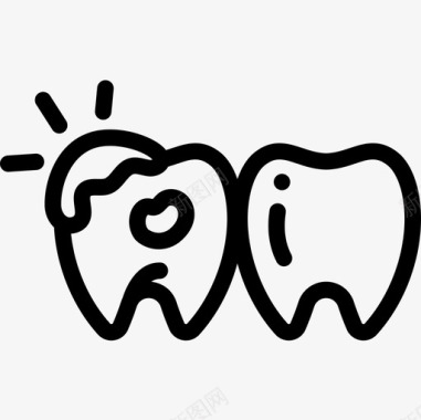 牙菌斑牙医20线状图标图标