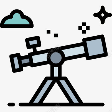 望远镜太空71线性彩色图标图标