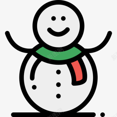 雪人寒假2线性颜色图标图标