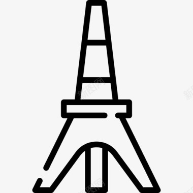 埃菲尔铁塔旅游景点表情符号线性图标图标
