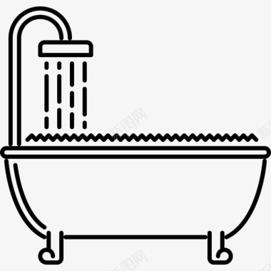 浴缸家具42线性图标图标