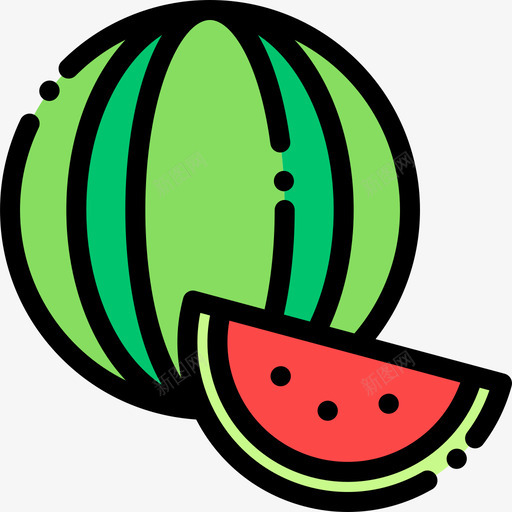 西瓜水果蔬菜9线颜色图标svg_新图网 https://ixintu.com 水果蔬菜9 线颜色 西瓜