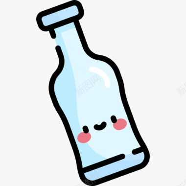玻璃瓶回收7线性颜色图标图标
