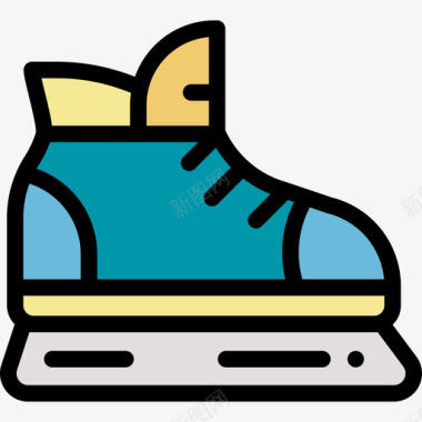溜冰鞋曲棍球10直线颜色图标图标