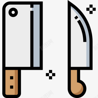 刀厨房工具10线颜色图标图标