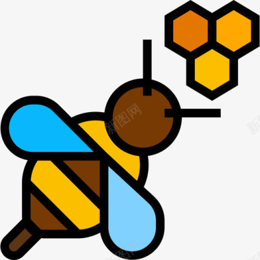 蜜蜂农业和园艺4线性颜色图标图标
