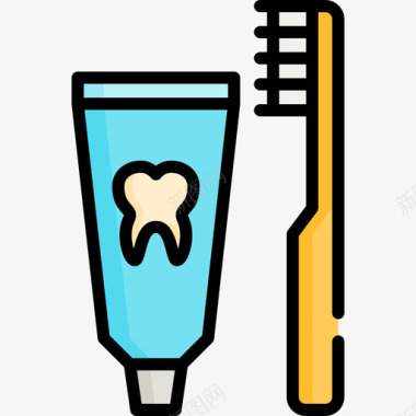 牙刷牙医16线性颜色图标图标