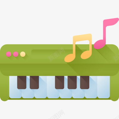 钢琴积极生活方式8彩色图标图标