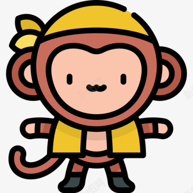 猴子海盗29直线颜色图标图标