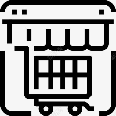 网上商店购物和电子商务5线性图标图标