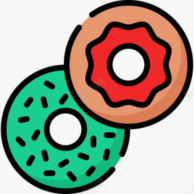 甜甜圈食品84线性颜色图标图标