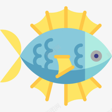 鱼海洋生物14扁平图标图标