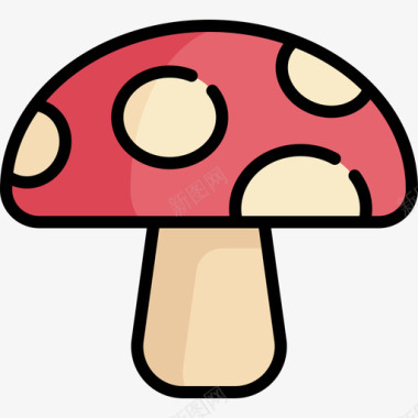 蘑菇动物和自然2线性颜色图标图标