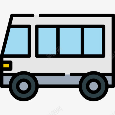 巴士旅行地点表情符号3线条颜色图标图标