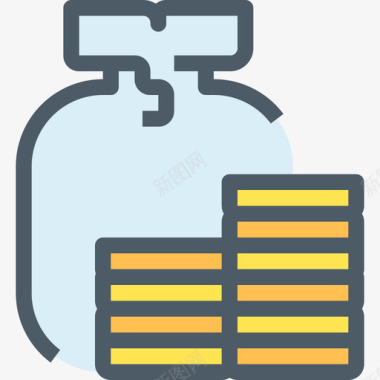 金钱银行和金融线条的颜色图标图标