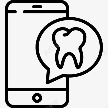 移动电话牙医18线性图标图标