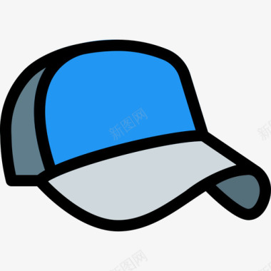 棒球帽衣服和附件2线颜色图标图标