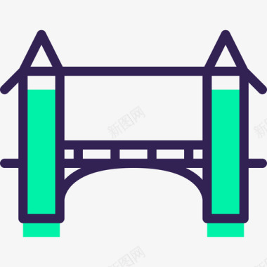 伦敦桥旅游51号绿影图标图标