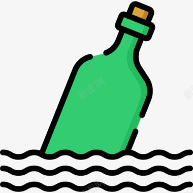 瓶子里的信息海盗33直线颜色图标图标