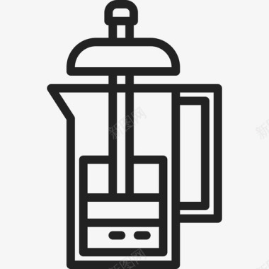 法式印刷机咖啡14直线式图标图标