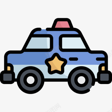 警车紧急服务6线性颜色图标图标
