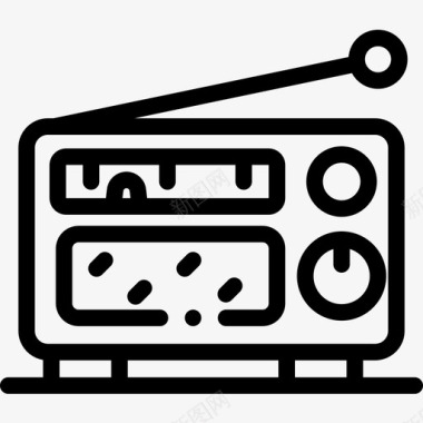 收音机音乐商店18线性图标图标