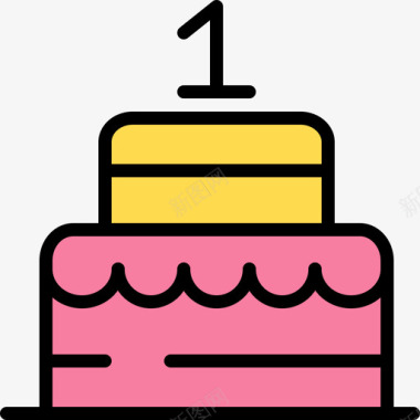 生日蛋糕55岁宝宝线性颜色图标图标