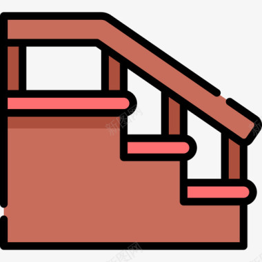 楼梯居家生活8线性颜色图标图标