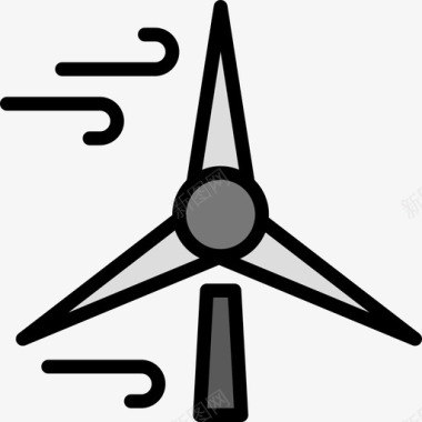 风成能量生态学68线性颜色图标图标